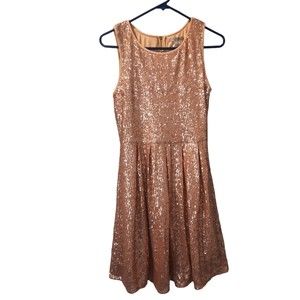 Issi Gold Sequins Dress Womens Small Skater Midi Fit Flair Tank Party Formal